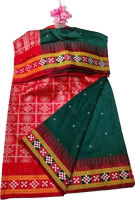LYANNA Temple Border, Woven Sambalpuri Handloom Art Silk Saree(Light Green)