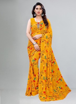 STYLEVEDA Paisley Daily Wear Georgette Saree(Orange)