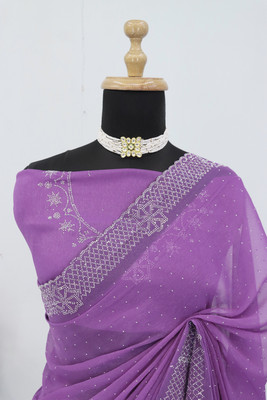 VarniRaaj Fashion Embellished, Floral Print, Geometric Print Bollywood Organza Saree(Light Blue)