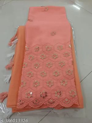 Laaksha Creation Printed Bollywood Georgette Saree(Orange)