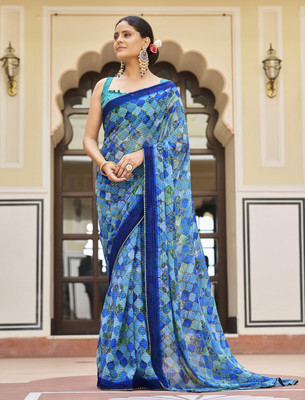 Divastri Embellished Bollywood Georgette Saree(Blue)