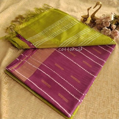 Aamir Fashion Textile Striped, Woven Bhagalpuri Handloom Silk Blend Saree(Multicolor)