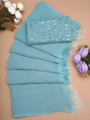 Paras Creation Embroidered Bollywood Net Saree(Blue)