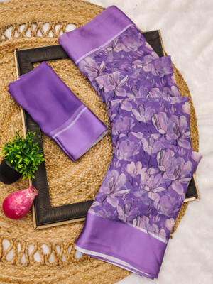 NIRMOHIFASHION Digital Print Bollywood Chiffon Saree(Purple)