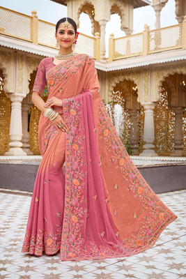Laxmipati sarees Embroidered Bollywood Satin Saree(Multicolor)