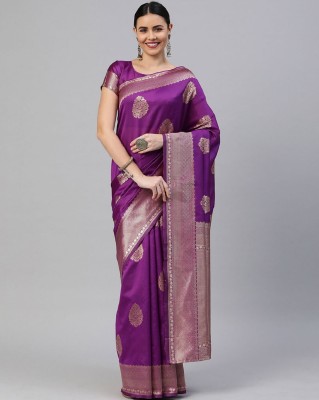 IRIS Woven Banarasi Silk Blend Saree(Purple)