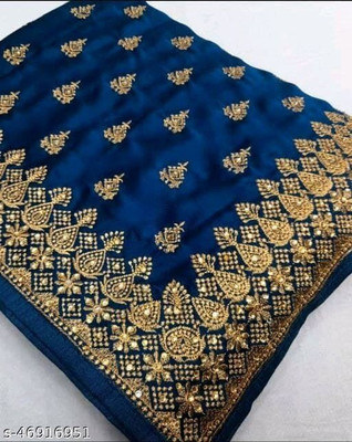AK Creation Embroidered Bollywood Georgette Saree(Blue)