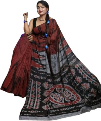 Amita Collections Printed Bhagalpuri Cotton Blend Saree(Maroon)