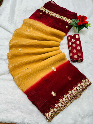 YuvanshCreation Embroidered Daily Wear Jimmy choo Saree(Maroon)