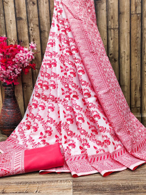 fospy Cotton Silk Blend Self Design Blouse Material