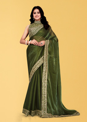 AVIRAT DESIGNER STUDIO Embroidered Kanjivaram Georgette Saree(Green)