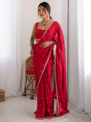Sareemall Embellished Bollywood Georgette Saree(Red)