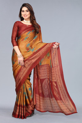 FABMORA Printed Daily Wear Chiffon, Georgette Saree(Multicolor)