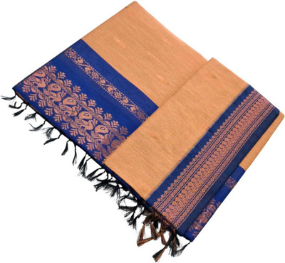 sri amman sarees Woven Gadwal Cotton Blend Saree(Cream)