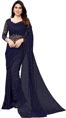MDD Embroidered Bollywood Net Saree(Multicolor)