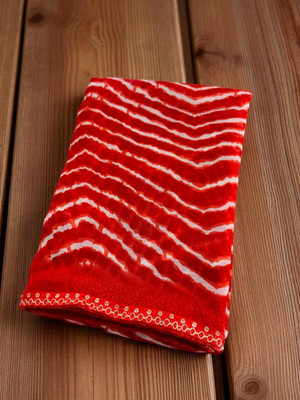 nabil Printed Leheria Georgette Saree(Red, White)