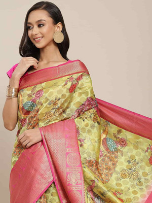 Divastri Printed Banarasi Art Silk Saree(Green)