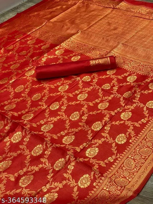 het designer studio Self Design Banarasi Jacquard, Art Silk Saree(Gold)