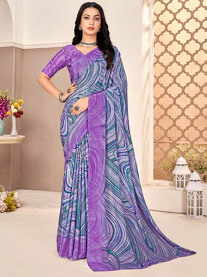 Tasrika Printed Chinnalapattu Crepe Saree(Purple)