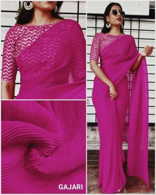 HK TEX Woven Gadwal Georgette Saree(Magenta)