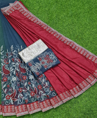 LADY SHOPI Embroidered Bollywood Pure Silk Saree(Maroon)