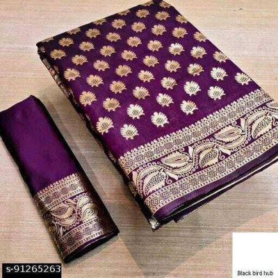 Shree Ganesh Woven Kanjivaram Cotton Linen Saree(Purple)