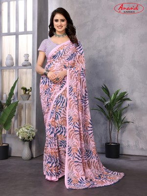 Anand Sarees Floral Print Daily Wear Georgette Saree(Pink)