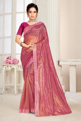 Sudev fashion Embellished Bollywood Net Saree(Red)