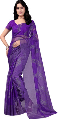 SROLY Embellished Bollywood Net Saree(Purple)