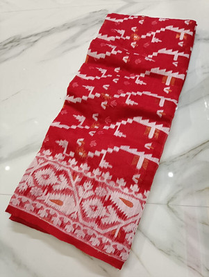 Happy Creation Printed Tant Handloom Cotton Blend Saree(Multicolor)