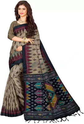 HouseOfCommon Printed Sambalpuri Pure Cotton Saree(Multicolor)