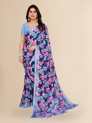 Moda Rapido Printed Bollywood Cotton Blend, Linen Saree(Multicolor)
