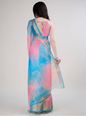 KOTHARI BS Self Design Bandhani Organza Saree(Light Blue)