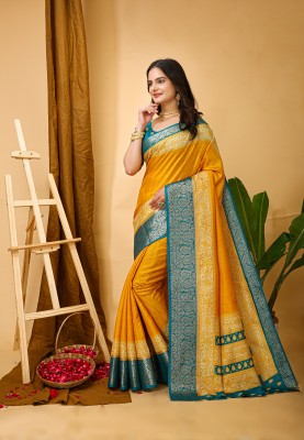 Tasrika Printed Bollywood Cotton Silk Saree(Yellow)