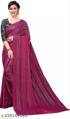 online bazaarr Striped Daily Wear Art Silk Saree(Maroon)
