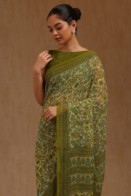 soch Floral Print Daily Wear Georgette Saree(Green)
