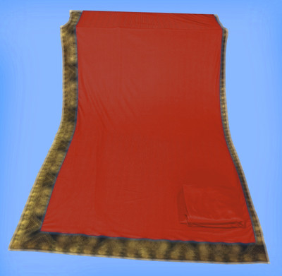Anugrah Textile Solid/Plain Banarasi Lycra Blend, Chiffon Saree(Red)