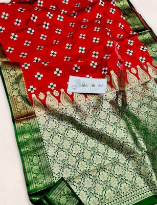 NaziyaSarees Woven Sambalpuri Satin Saree(Red)
