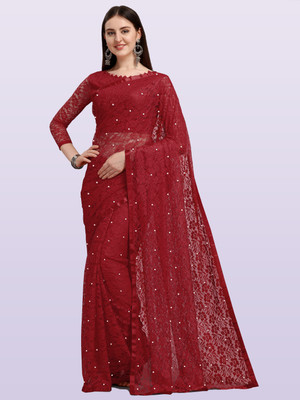 LOROFY Self Design Bollywood Net Saree(Multicolor)