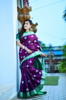 EEFA FASHION Embroidered Narayanpet Satin Saree(Purple)