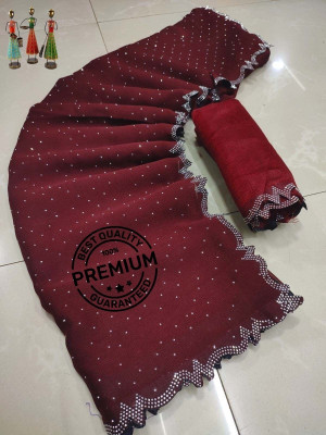 Sareez House Solid/Plain Bollywood Georgette Saree(Maroon)