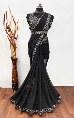 MARUTISAREE Printed Bollywood Georgette Saree(Black)