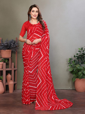 Anmi Paisley, Geometric Print Daily Wear Georgette Saree(Red)