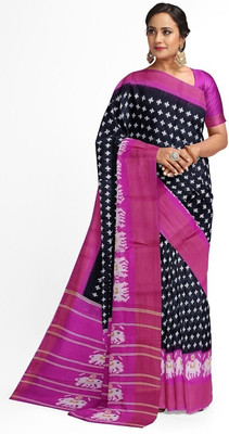 Moda Rapido Printed Banarasi Lycra Blend Saree(Black)