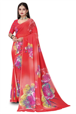 Adiyogi Enterprise Digital Print Bollywood Georgette Saree(Red)