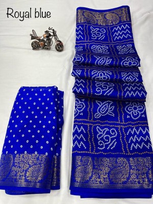 Sitanjali Printed Bollywood Art Silk, Silk Blend Saree(Dark Blue)