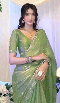 MAVITA MS Self Design Bollywood Organza, Jimmy choo Saree(Green)