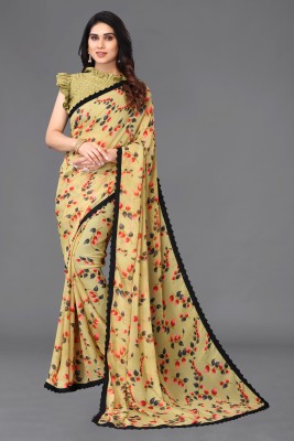 SARETRA MALL Floral Print Daily Wear Georgette Saree(Light Green)