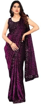 HouseOfCommon Embellished Bollywood Lycra Blend Saree(Pink)