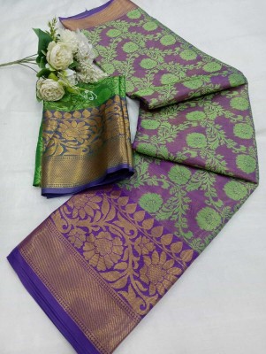 ASHTA Printed Kanjivaram Art Silk, Pure Silk Saree(Purple)